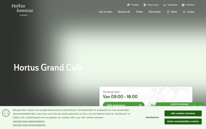 Screenshot of hortusgrandcafe.nl