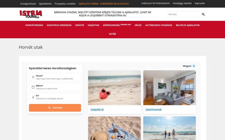 Screenshot of horvatutak.hu