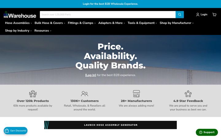 Skjámynd af hosewarehouse.com