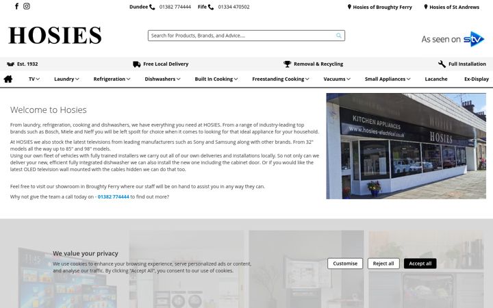 Screenshot of hosies.co.uk