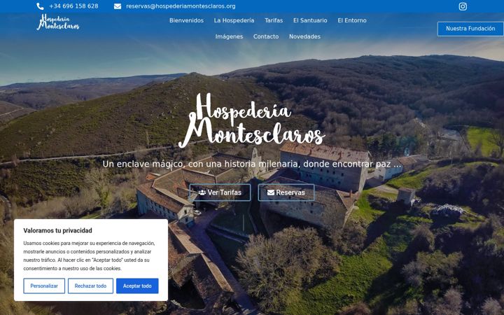Screenshot of hospederiamontesclaros.org
