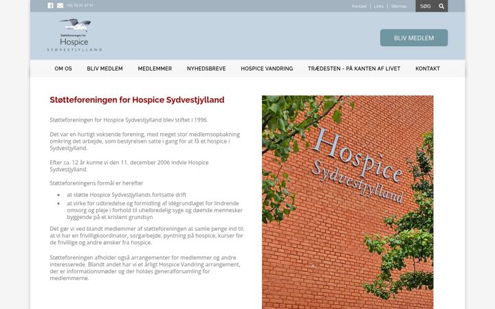 Screenshot stránky hospicesydvest-venner.dk