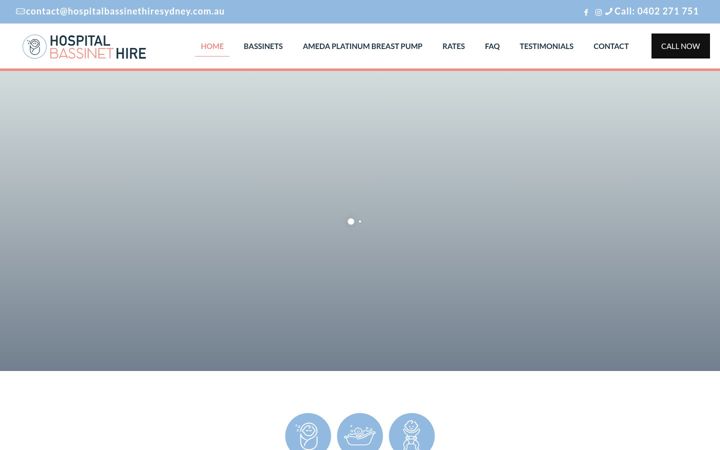 Screenshot of hospitalbassinethiresydney.com.au