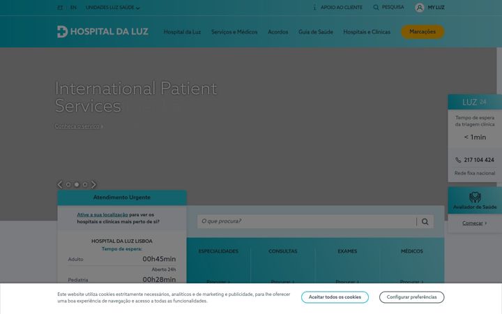 Screenshot of hospitaldaluz.pt