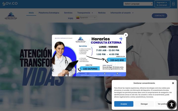 Screenshot of hospitaldeusiacuri.com.co