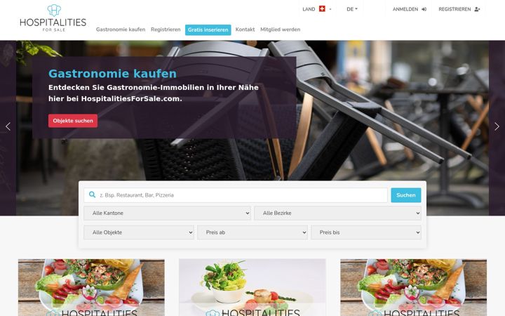 Screenshot of hospitalitiesforsale.com