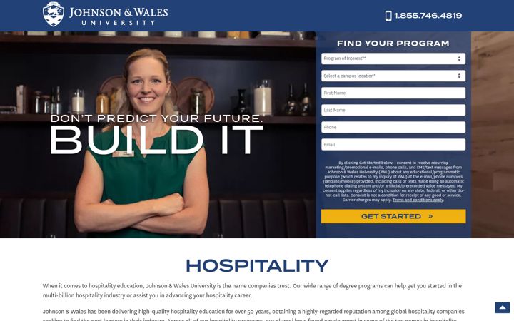 Screenshot of hospitality.jwu.edu