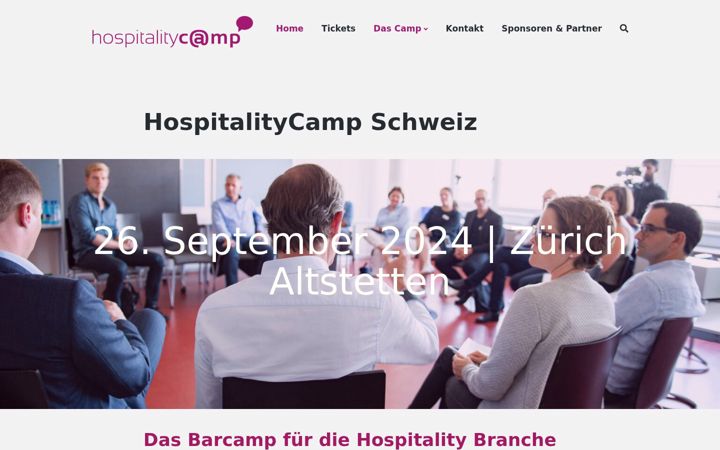 Screenshot of hospitalitycamp.ch