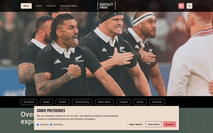 Screenshot of hospitalityfinder.co.uk