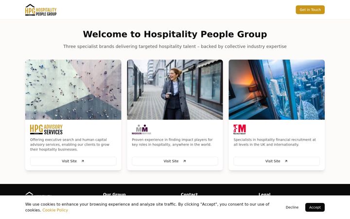Screenshot of hospitalitypeoplegroup.com