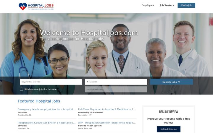 Screenshot of hospitaljobs.com