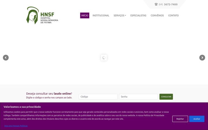 Screenshot of hospitalmineiros.com.br