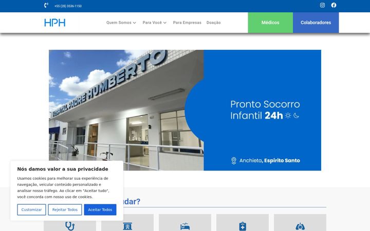 Screenshot of hospitalpadrehumberto.com.br