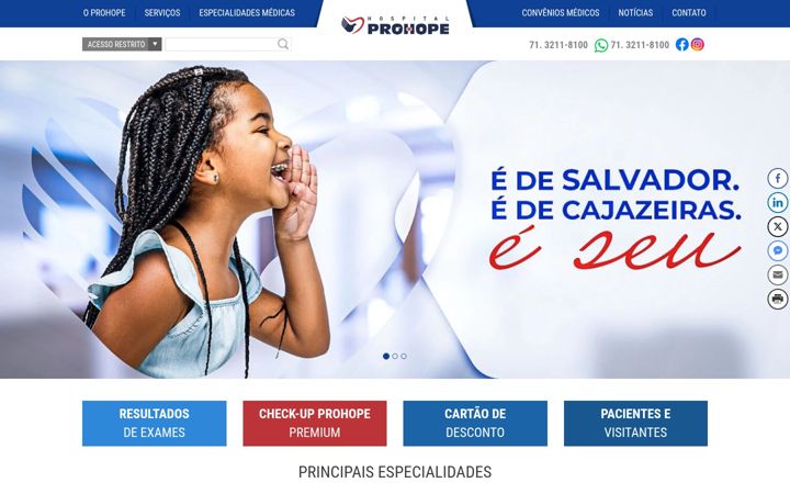 Screenshot of hospitalprohope.com.br