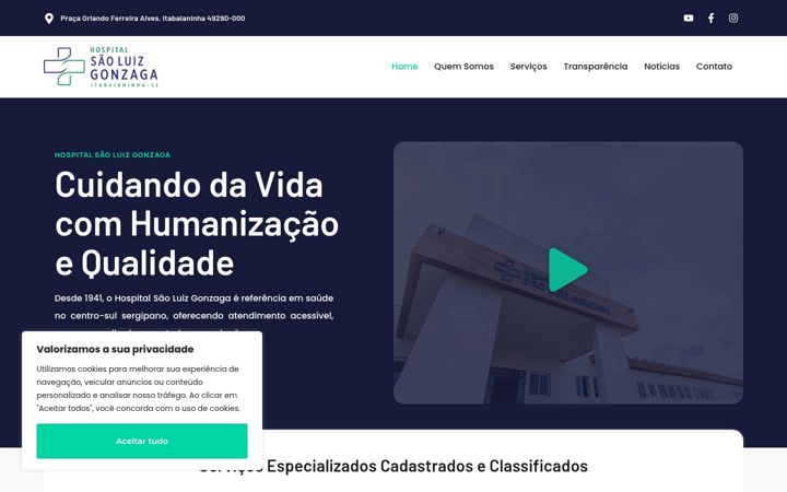 Screenshot of hospitalsaoluizgonzaga.com