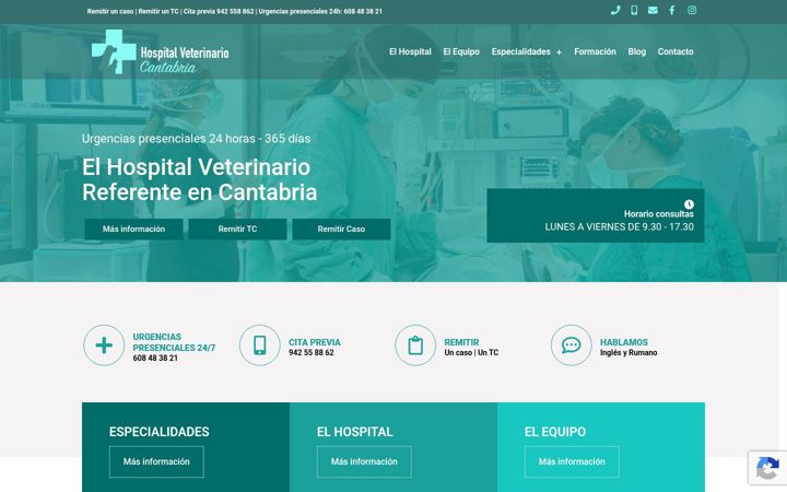 Screenshot of hospitalveterinariocantabria.com