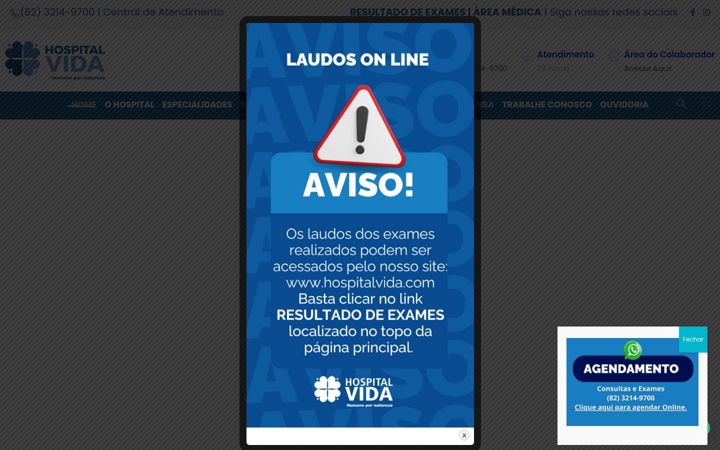 Screenshot of hospitalvida.com