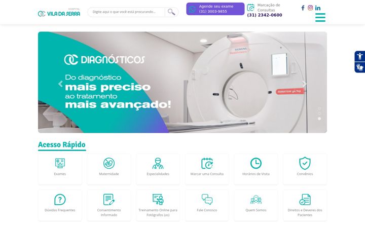 Screenshot of hospitalviladaserra.com.br
