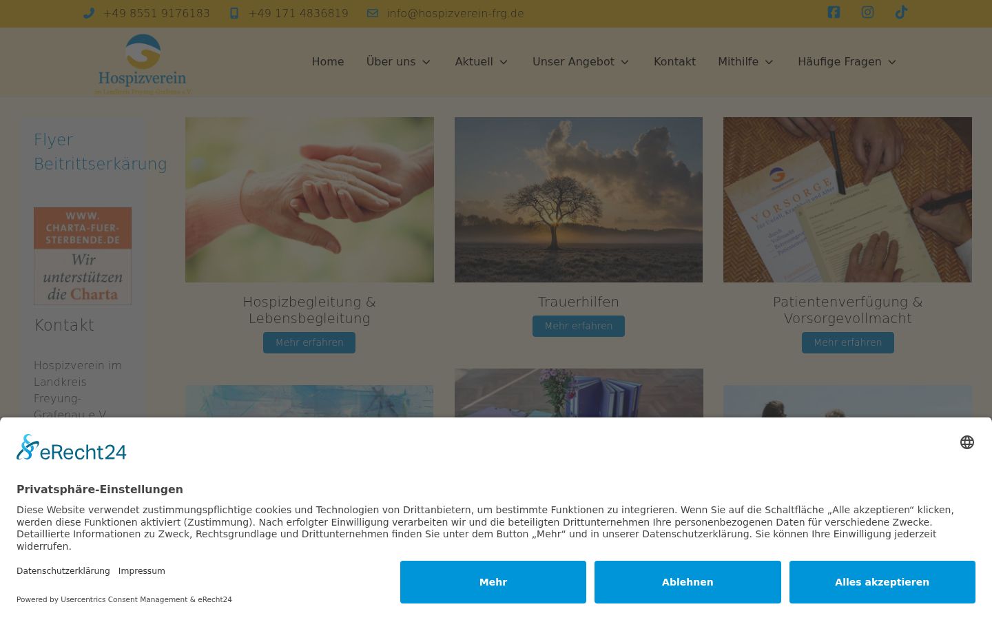 Screenshot del banner di consenso mostrato prima di qualsiasi interazione