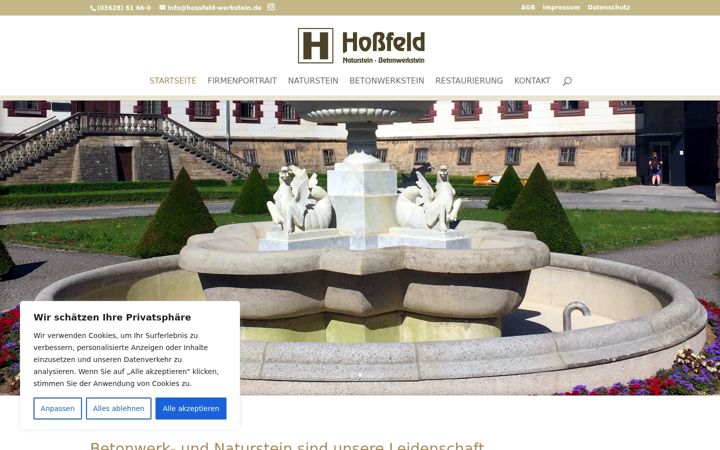 Screenshot of hossfeld-werkstein.de
