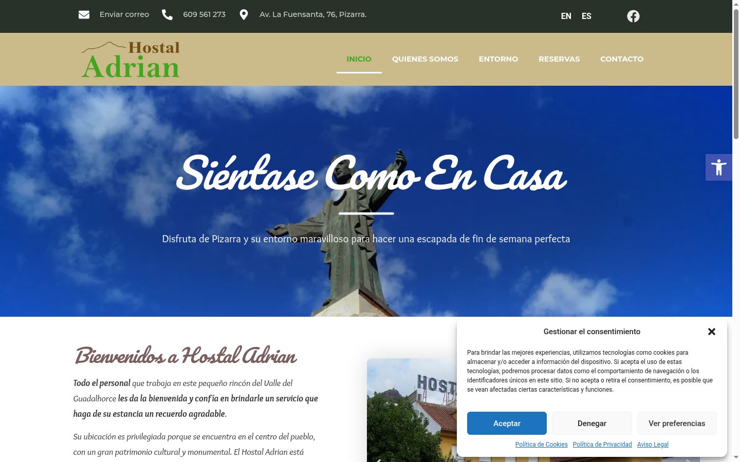 Screenshot of the consent banner shown before any interaction