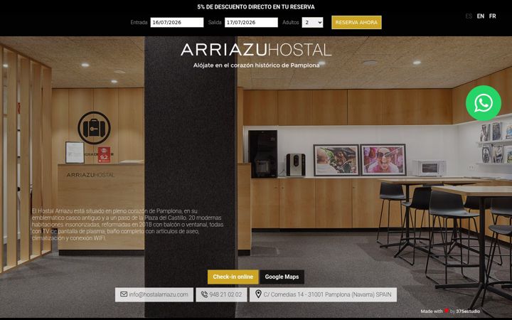 Screenshot of hostalarriazu.com