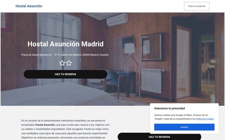 Screenshot of hostalasuncionmadrid.es