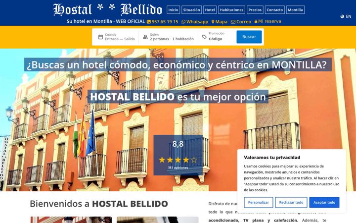 Screenshot of hostalbellido.com