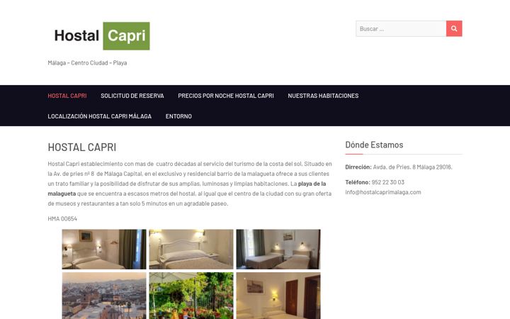 Screenshot of hostalcaprimalaga.com