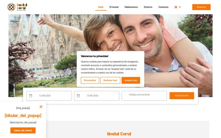 Screenshot of hostalcoral.com