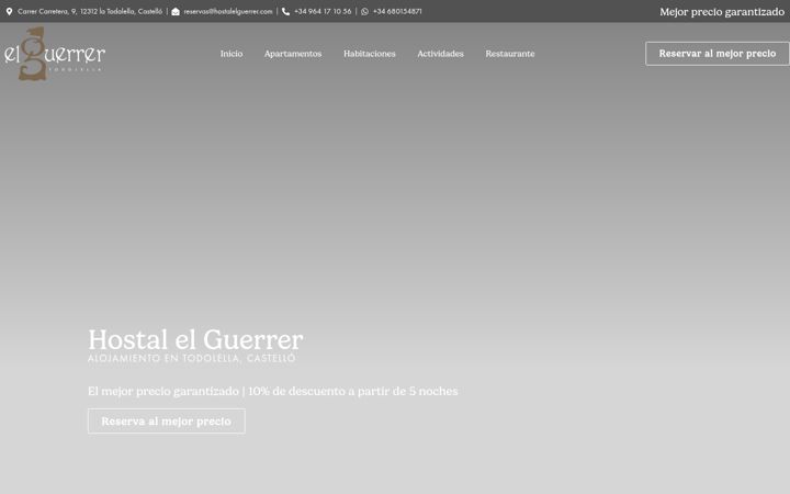 Screenshot of hostalelguerrer.com
