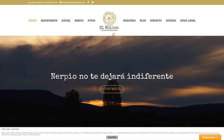 Screenshot of hostalelmolinodenerpio.com