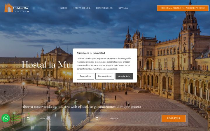 Screenshot of hostallamurallasevilla.es