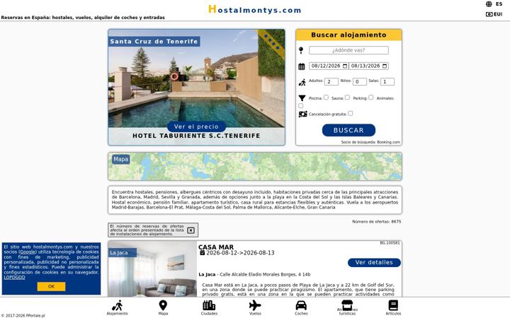 Screenshot of hostalmontys.com