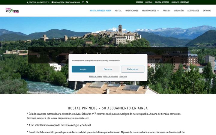 Screenshot of hostalpirineosainsa.com