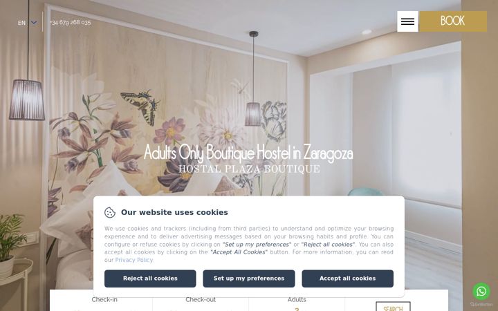 Screenshot of hostalplazazgz.com