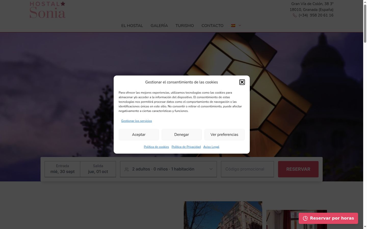 Screenshot del banner di consenso mostrato prima di qualsiasi interazione