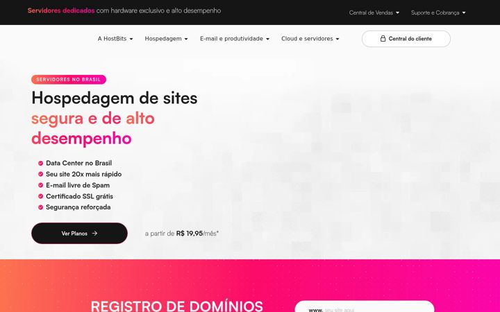 Skærmbillede af hostbits.com.br