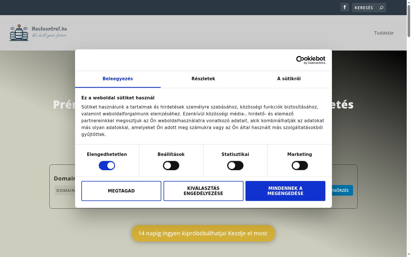 Snímek obrazovky baneru souhlasu zobrazeného před jakoukoli interakcí