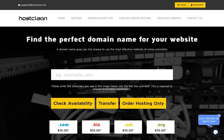 Screenshot of hostclean.net