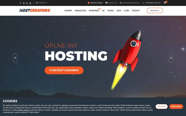 Screenshot van hostcreators.sk