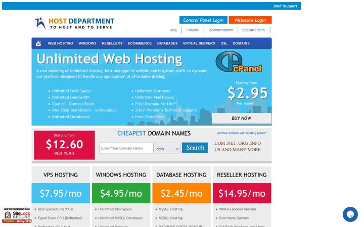 Screenshot of hostdepartment.com