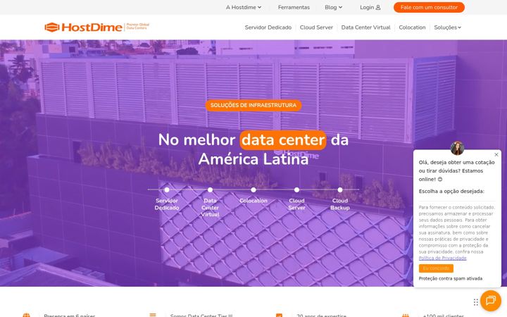 Screenshot of hostdime.com.br