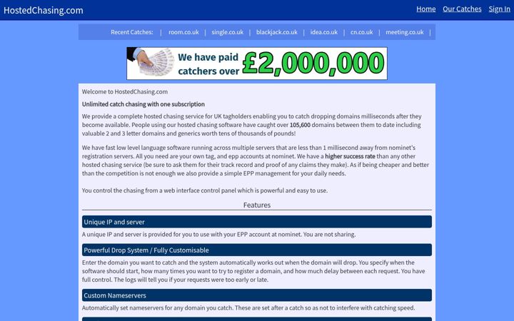 Screenshot of hostedchasing.com