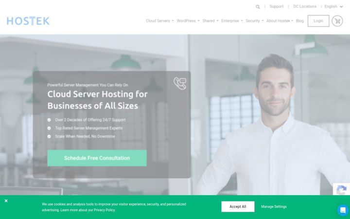 Kuvakaappaus sivustosta hostek.com