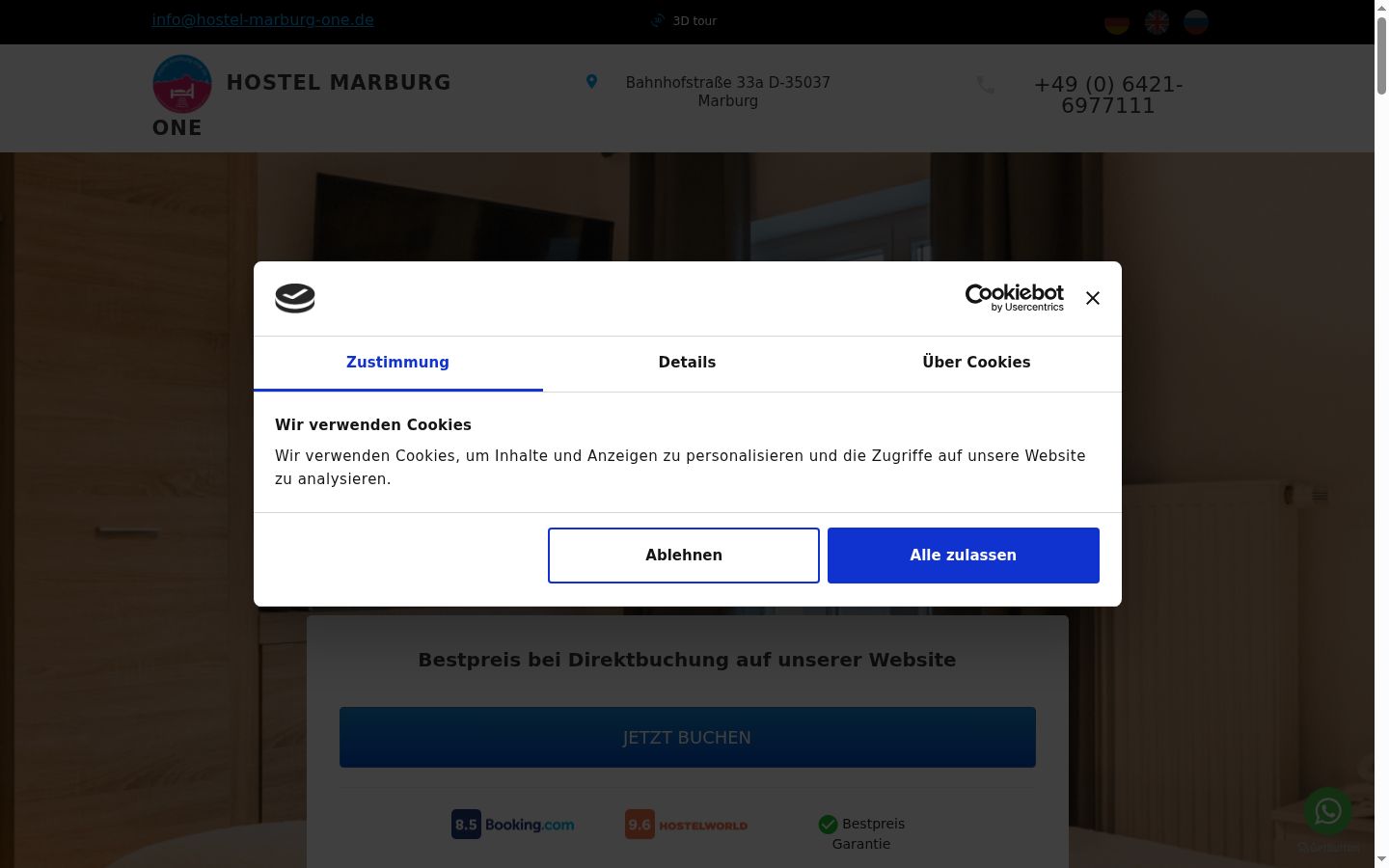 Screenshot del banner di consenso mostrato prima di qualsiasi interazione