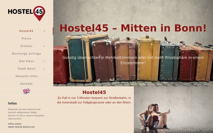 Screenshot of hostel45.de