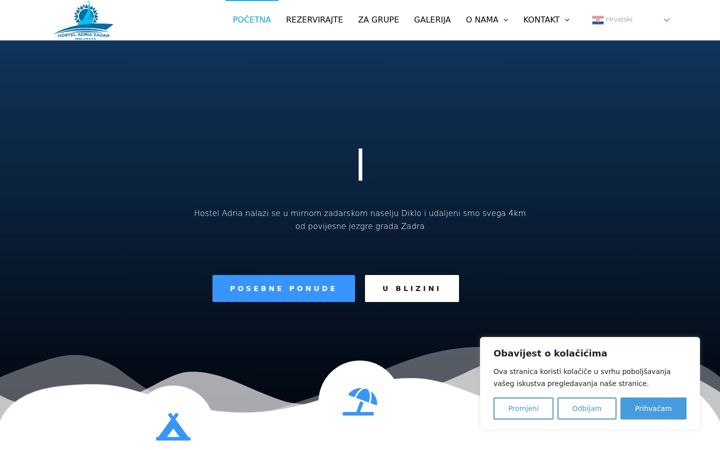Screenshot of hosteladrialive.hr