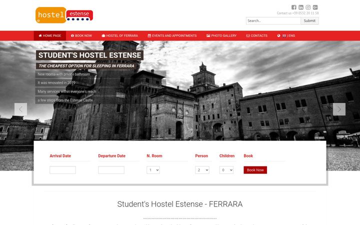 Screenshot of hostelferrara.com