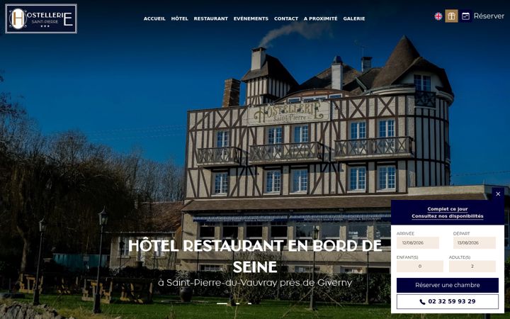 Screenshot of hostelleriesaintpierre.com